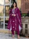 Dark Pink Cotton kurta set with dupatta