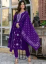 Purple Cotton kurta set with dupatta