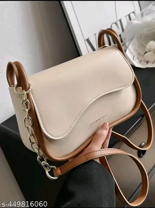 Korean Design Sling bag for College Girls and Women (Cream)