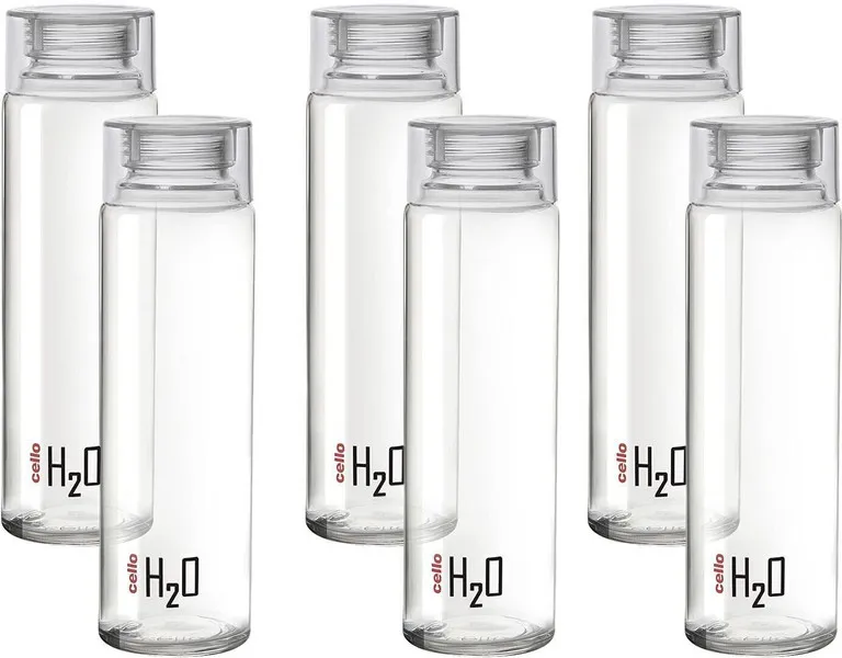 Cello H2O 1000 ml Plastic Bottle Multicolour (Pack of 6 )