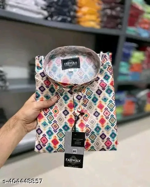 Men's Printed Kurta Cotton Only Kurta (S)