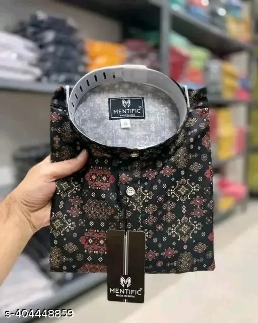 Men's Printed Kurta Cotton Only Kurta (S)