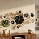 Premium Gold Floral Metal Wall Clock