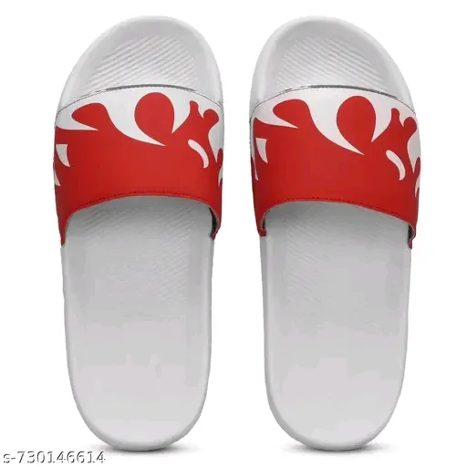 Stylish Red & White Comfortable Slip-On Slider Sandals for Men (IND-6)