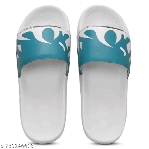 Stylish Blue & White Comfortable Slip-On Slider Sandals for Men (IND-6)