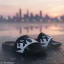 Stylish Black  & White Comfortable Slip-On Slider Sandals for Men |