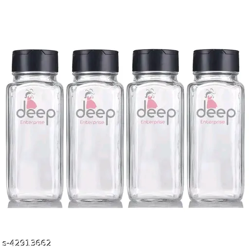 Glass spice storage Bottles with black lead