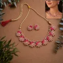 Elegant Rose Gold Necklace With Earings