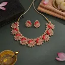Elegant Classic Redstone Necklace With Earings