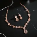 Crystal and Enamel Floral Necklace Set With Earings