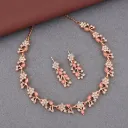 Rose gold and pink enamel Floral Set With Earings