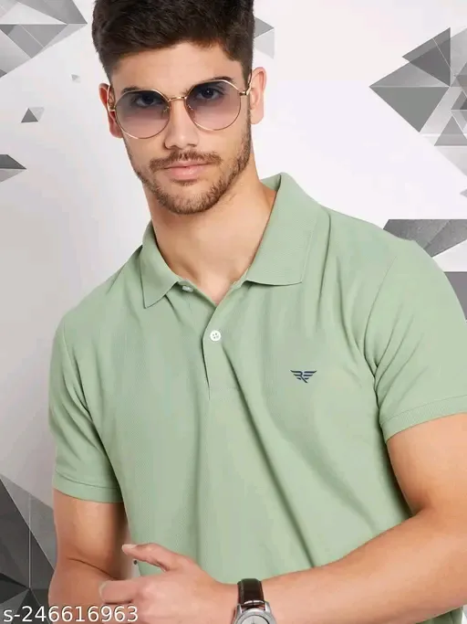 Men's Cotton Half Sleeve Solid Polo Tshirt (M)