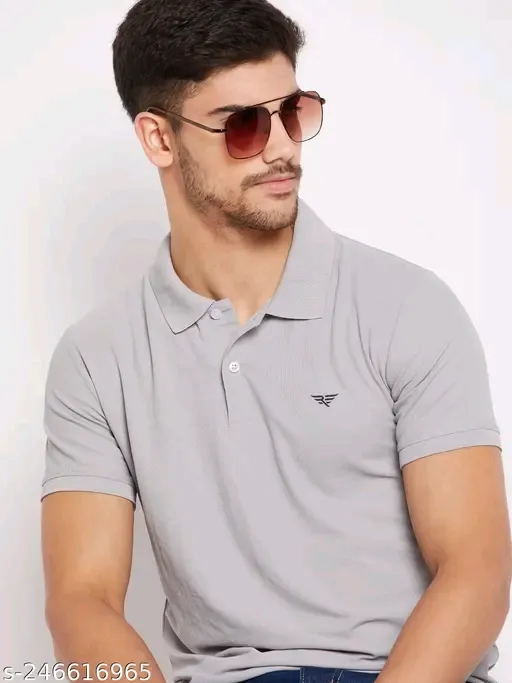 Men's Cotton Half Sleeve Solid Polo Tshirt (M)