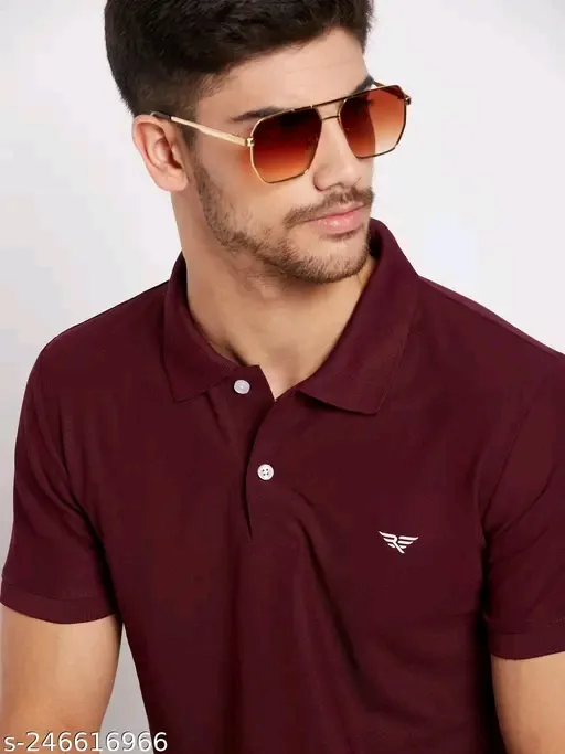 Men's Cotton Half Sleeve Solid Polo Tshirt