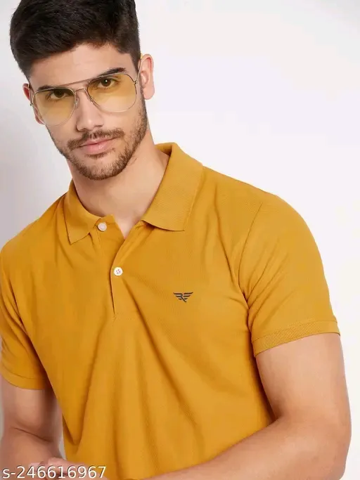 Men's Cotton Half Sleeve Solid Polo Tshirt (M)