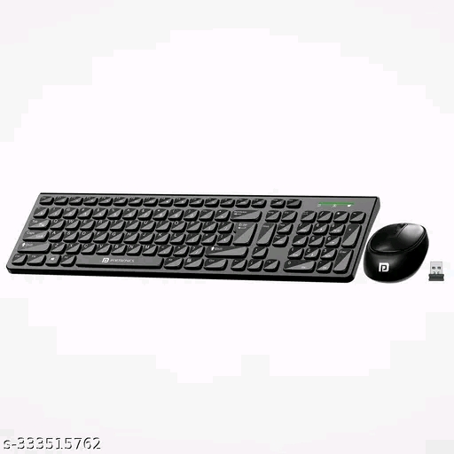Portronics Key7 Combo Wireless Keyboard & Mouse Set with 2.4GHz USB Receiver, Hi Optical Tracking 1200DPI, Soft Keys for Noiseless Typing, 12 Short Keys for PC/Mac/Laptop(Black)